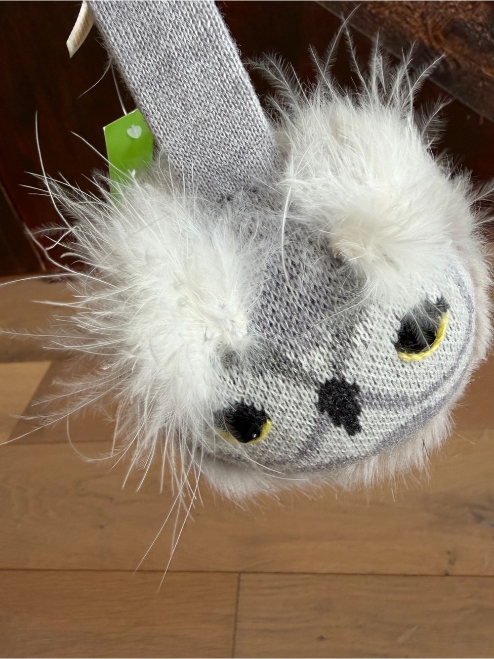 KATE SPADE Women Gray Owl Beanie and Faux-Fur Earmuffs Set - Picture 5 of 7